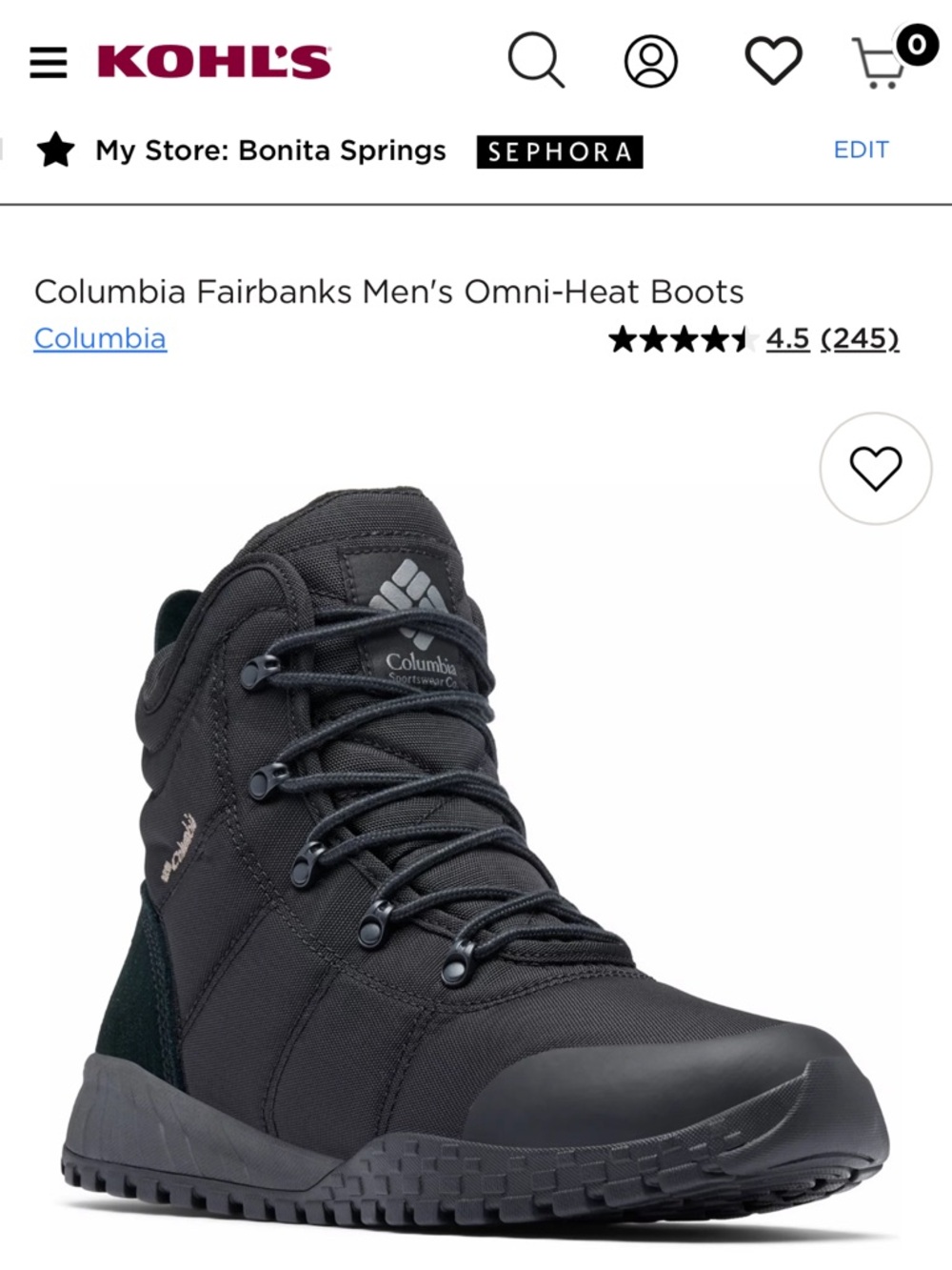 Columbia Men's Black Fairbanks Omni-Heat Waterproof Boots